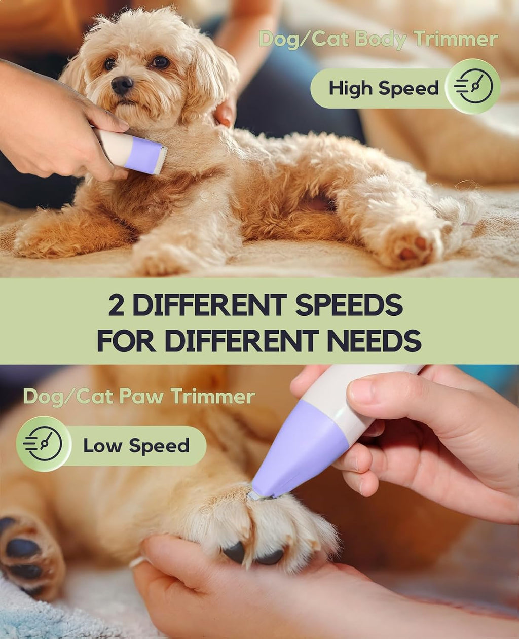 4 in 1 Rechargeable Dog Clippers Grooming Kit with 2 Speeds and Low Noise