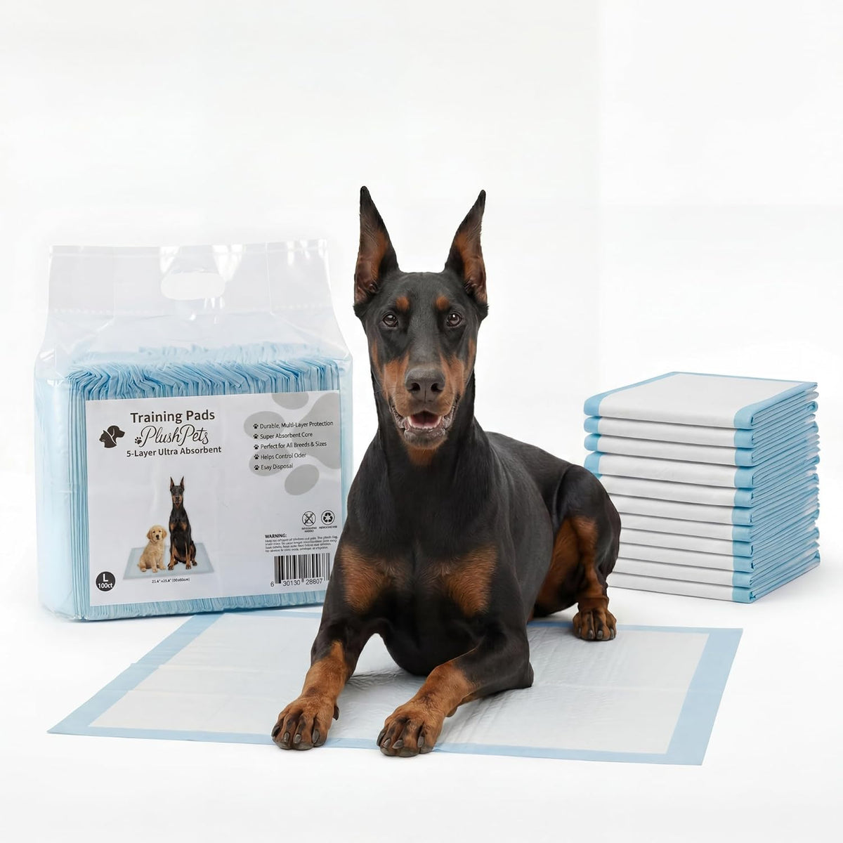 Large Dog Training Pads, 100 Count – 5-Layer Ultra Absorbent Puppy Pee Pads, Leak-Proof & Quick-Dry Surface, Potty Training Essentials for Dogs & Puppies (L, 100, Count)
