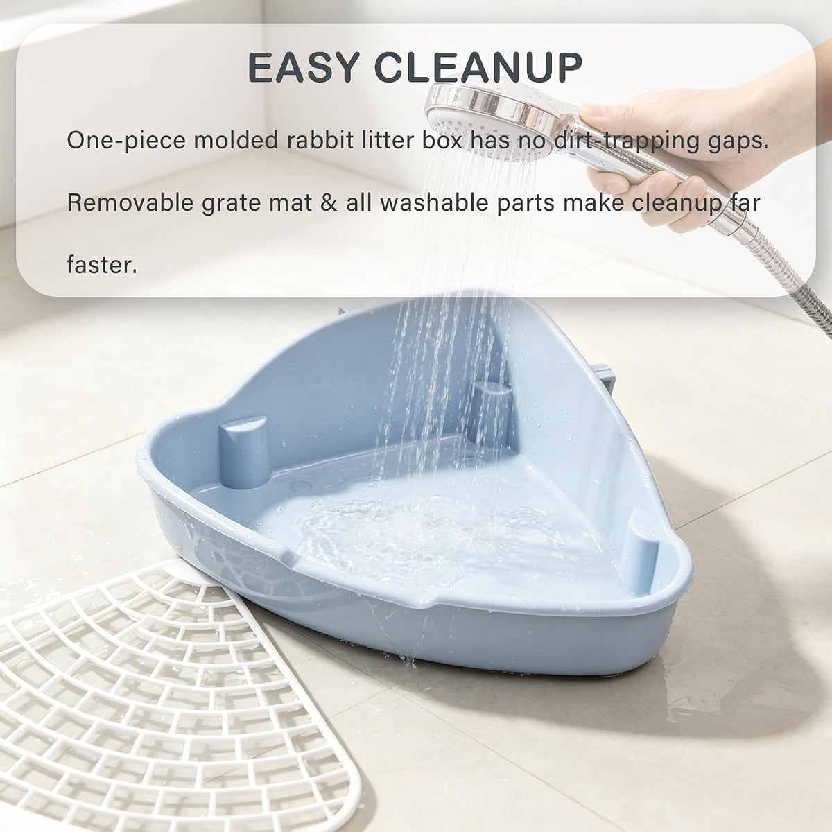 Rabbit Litter Box Triangle Corner Potty 7.5 x 7.5 x 4.0 Inches Anti-Splash High Back Dual Clips Detachable Grid Easy Clean Tray for Bunny Hamster Syrian Hamster Hedgehog & Small Pets, Blue
