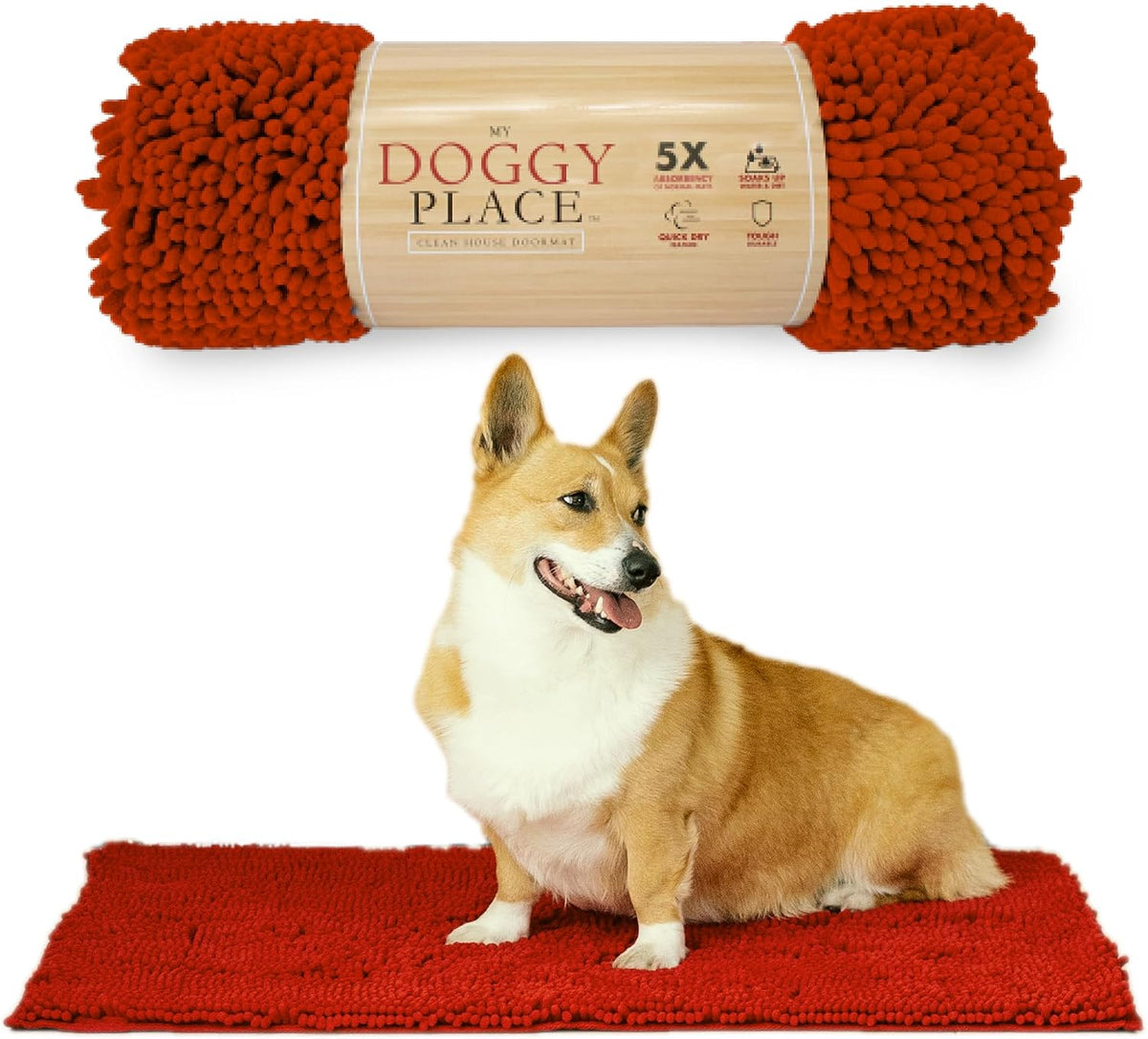 Dog Mud Mat, 31" x 20" Brown – Thick Microfiber Entry Rug for Snow, Mud & Salt – Absorbent, Quick-Dry, Washer-Safe & Non-Slip, Medium