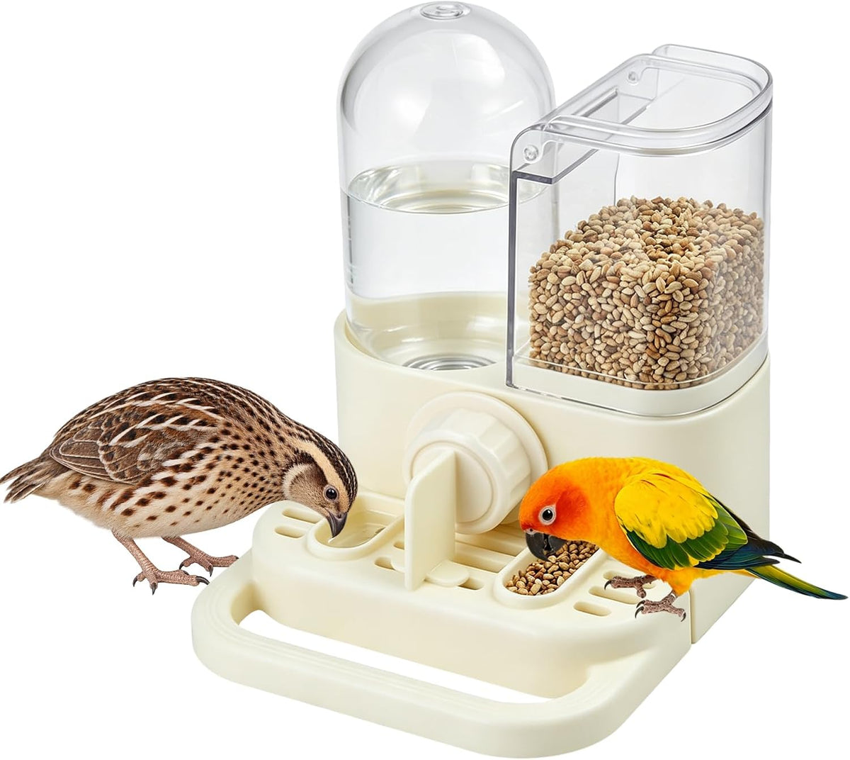 2-in-1 Quail Cage Feeder and Waterer, Gravity Auto Bird Water Feeder