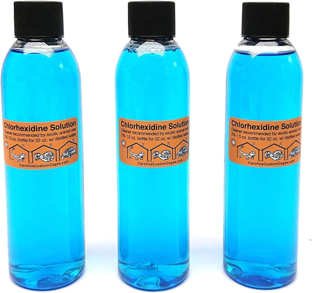 3 Refills of 32 oz Each, Chlorhexidine Solution 2%, Chlorhexidine Cleaning Solution, Chlorhexidine Spray for Reptile Habitats