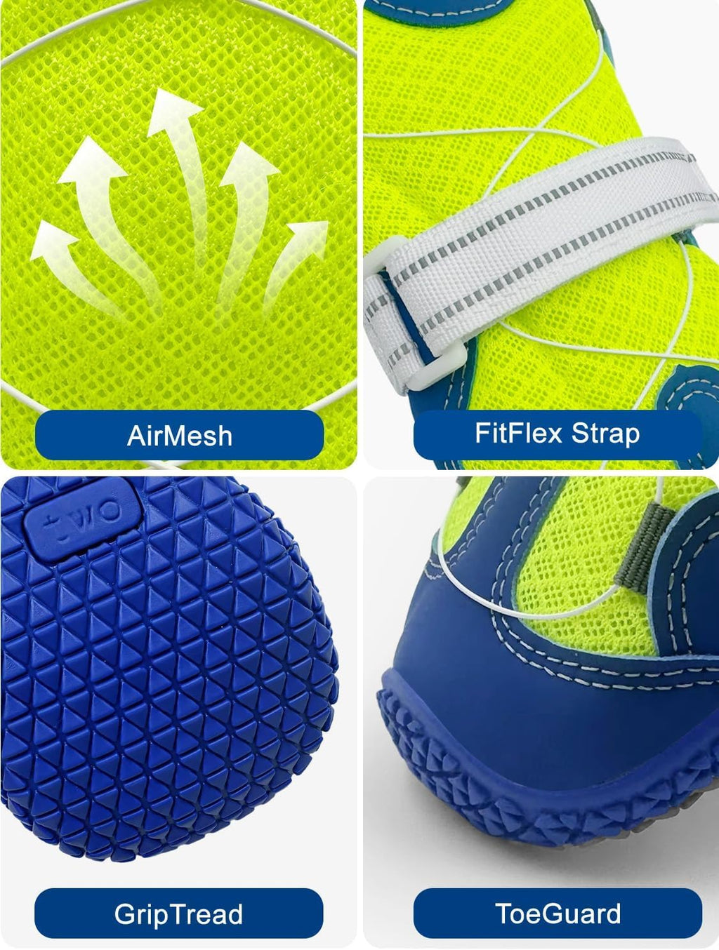 Huafly Dog Shoes Tension Knob-Twist-Lock Dog Boots&Paw Protectors Blue 4pcs