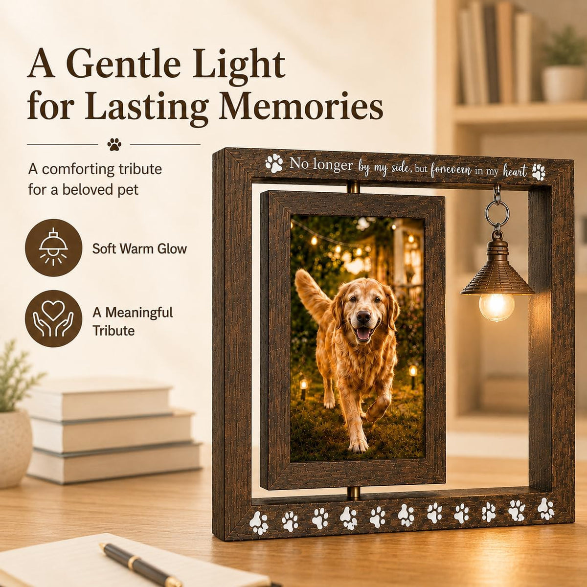 Dog Memorial Gifts for Loss of Dog, Dog Memorial Picture Frame with Light