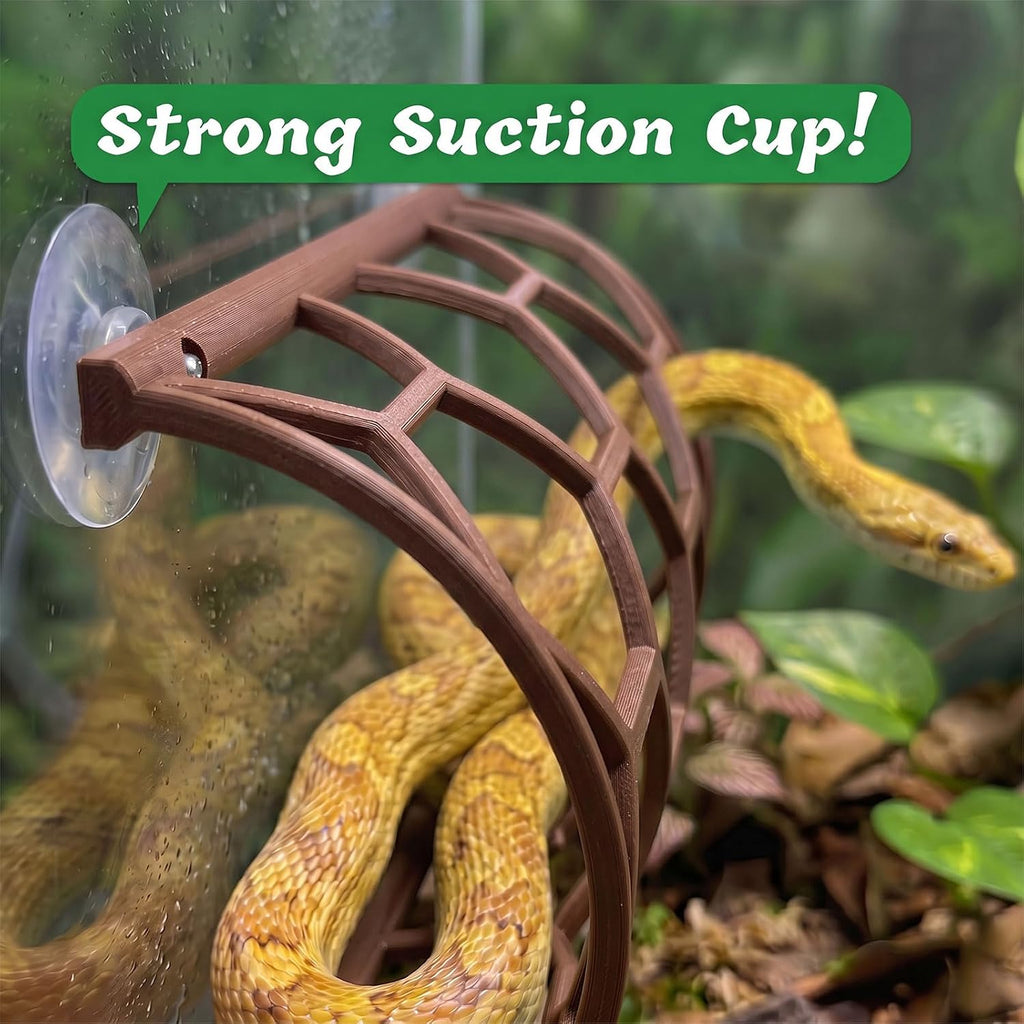 Reptile Honeycomb Climbing Shelf, Suction Cup Snake Hide & Rest Platform, Terrarium Wall Climbing Decor for Ball Python, Corn Snake, Gecko, Bearded Dragon & Lizard (Brown)