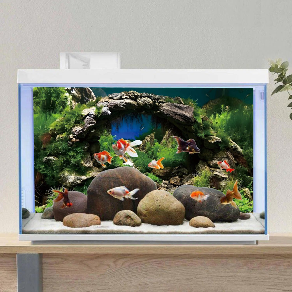 72x24 in Arch Stone Aquarium Backdrop Aquatic Plant Fish Tank Background