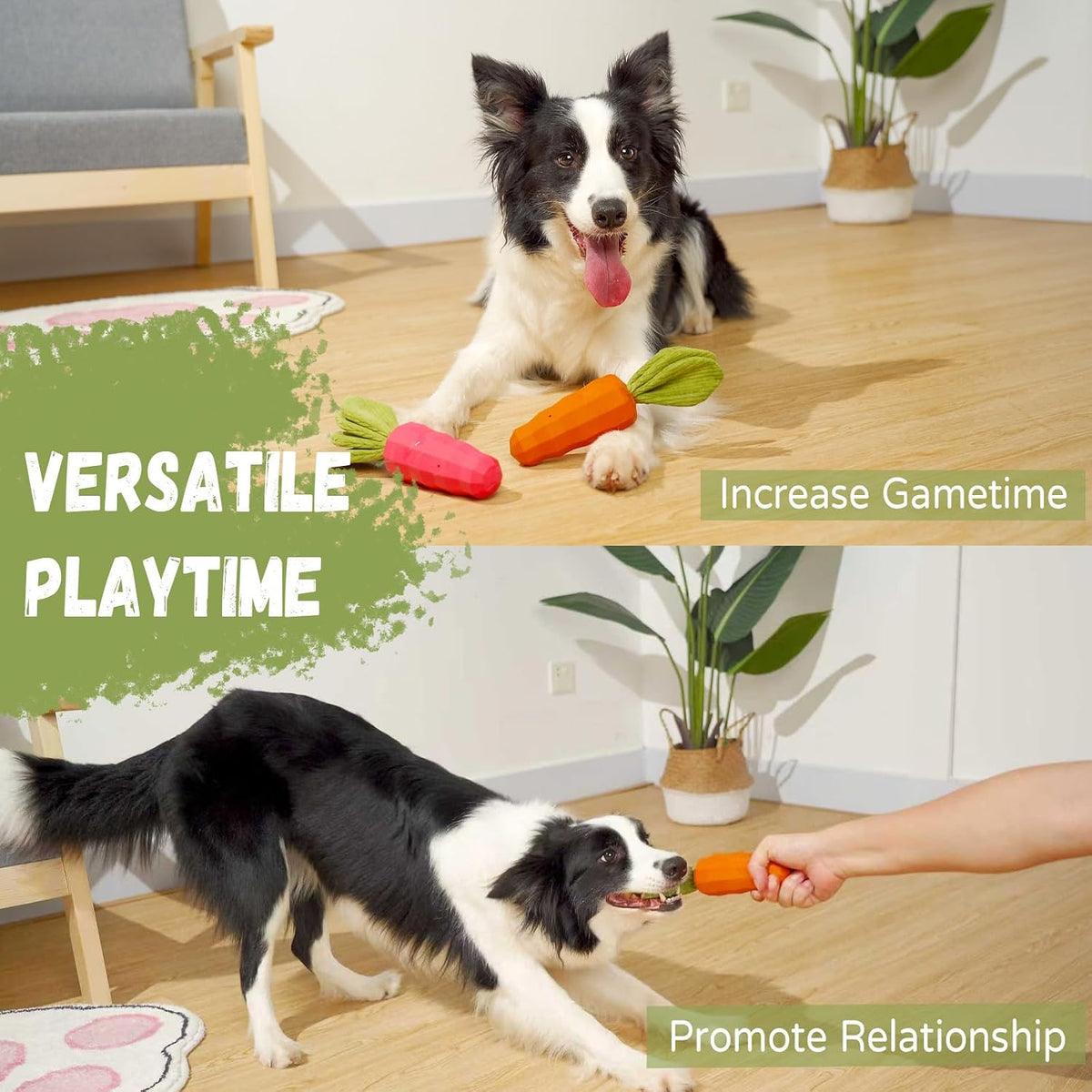 MewaJump Dog Chew Toys for Aggressive Chewers, Natural Rubber Squeaky Dog Toys, Medium Dogs