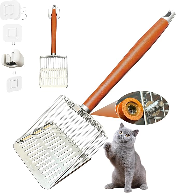Designed for Deep Litter Boxes, Long Handle Metal Cat Litter Scoop by Unknown