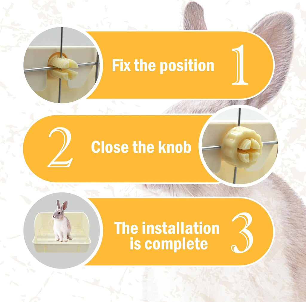 12Pcs Rabbit Litter Box for Cage, Bunny Potty Trainer Corner Guinea Pig Plastic Square Grate Toilet Pet Bedding Litter Box for Small Animal Ferret Hamster Hedgehog (White)