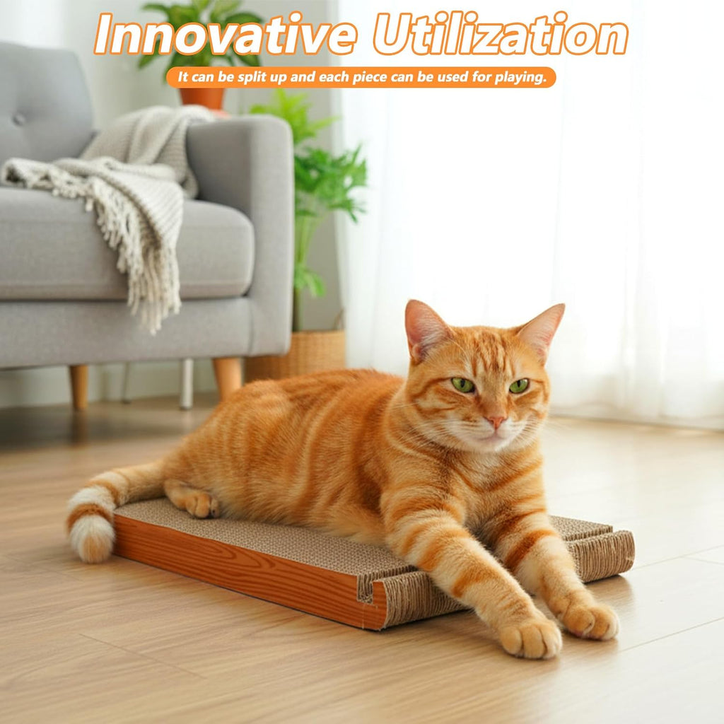3-Sided Vertical Cat Scratching Post, Cat Scratcher Foldable, Triangle Cats Scratching Board, Multiple Angle Scratch Pad, 6 Usable Sides Recyclable Scratcher Cardboard for Indoor Cats (Pack of 3)