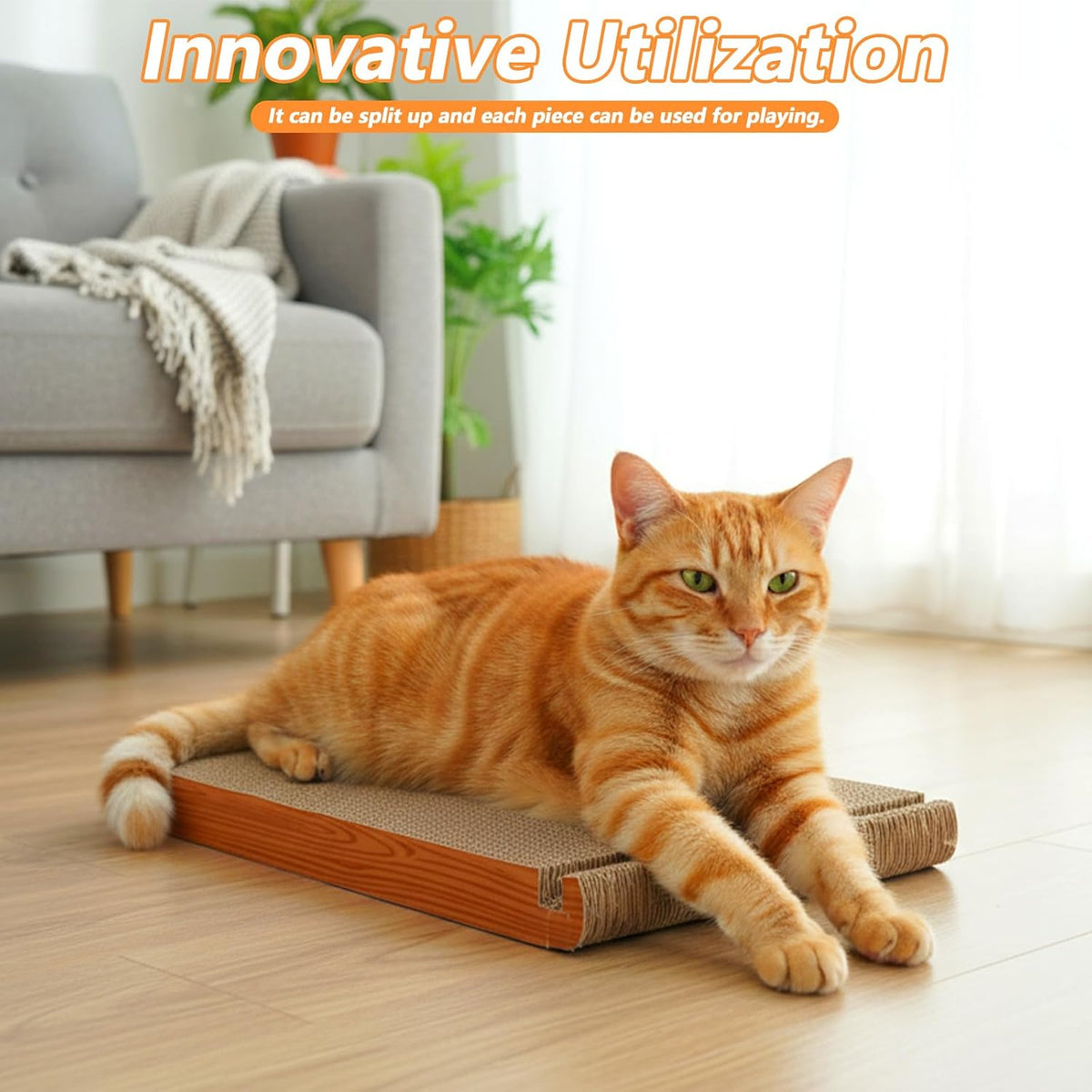 3-Sided Vertical Cat Scratching Post, Cat Scratcher Foldable, Triangle Cats Scratching Board, Multiple Angle Scratch Pad, 6 Usable Sides Recyclable Scratcher Cardboard for Indoor Cats (Pack of 3)