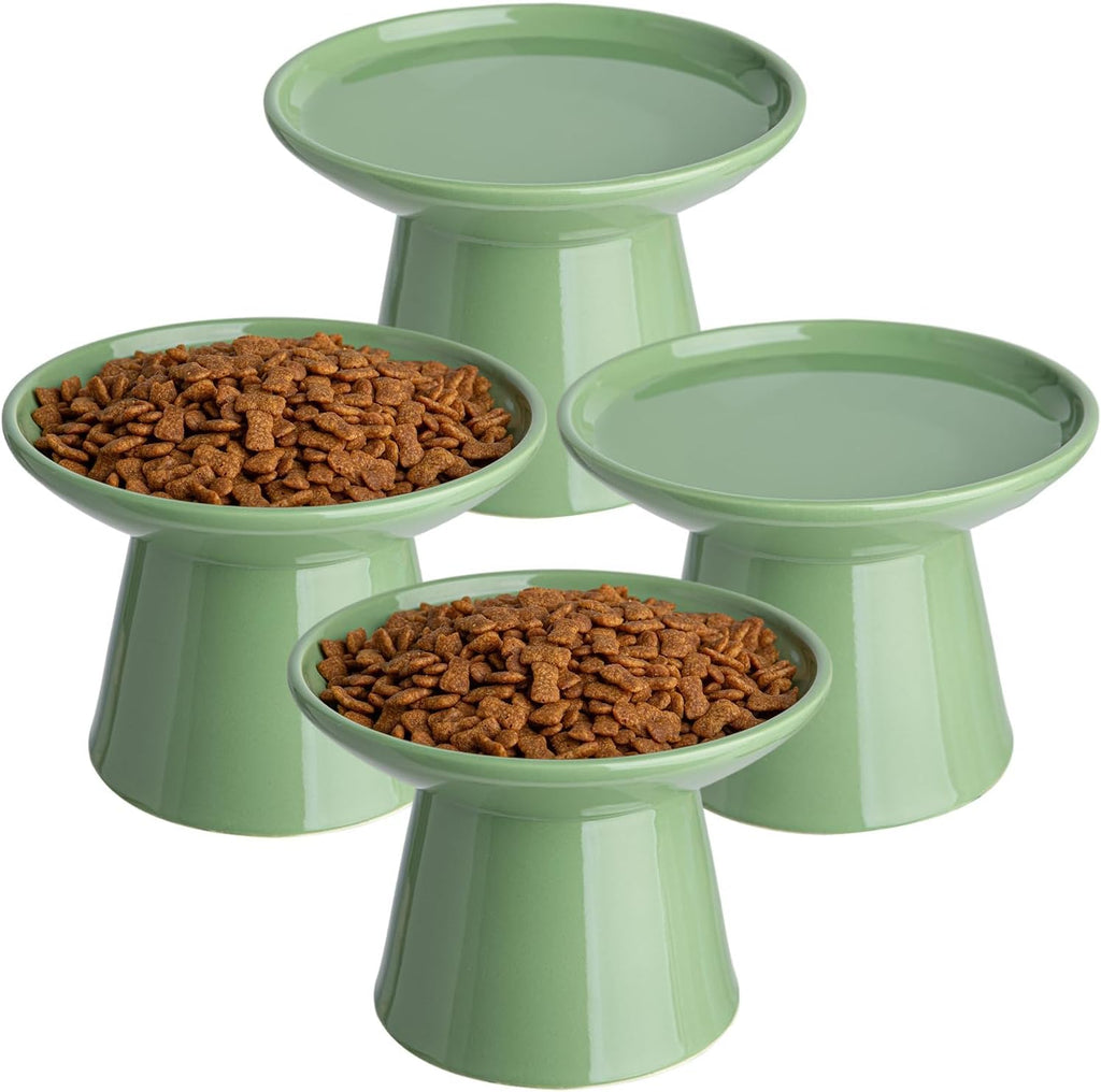 Ceramic Elevated Cat Food Bowls,6.2" Wide,1-Pack,Pink