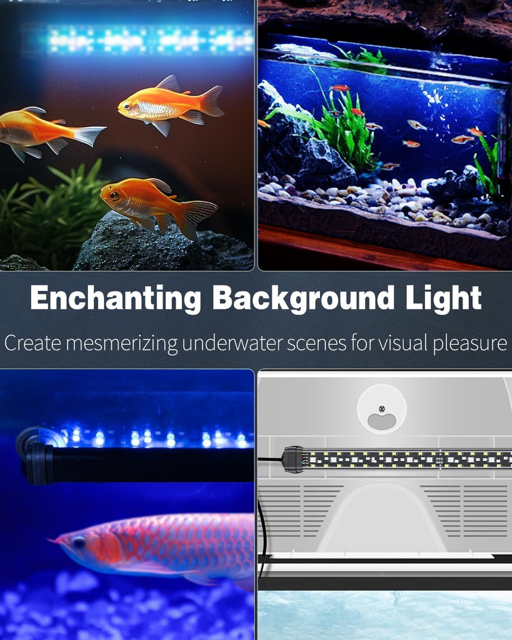 Pawfly 6.5 W Aquarium LED Light 12 Inch 24/7 Fish Tank Light with Full Spectrum IPX8 Waterproof Lights Multi-Colored LEDs with D/N Mode Single Color Effects Timer and Adjustable Brightness