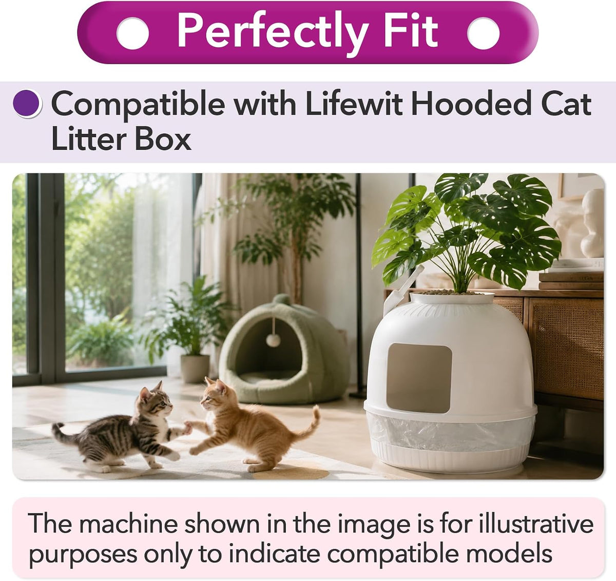 100 Pcs Litter Box Liners Compatible with Lifewit Hooded Litter Box Cat