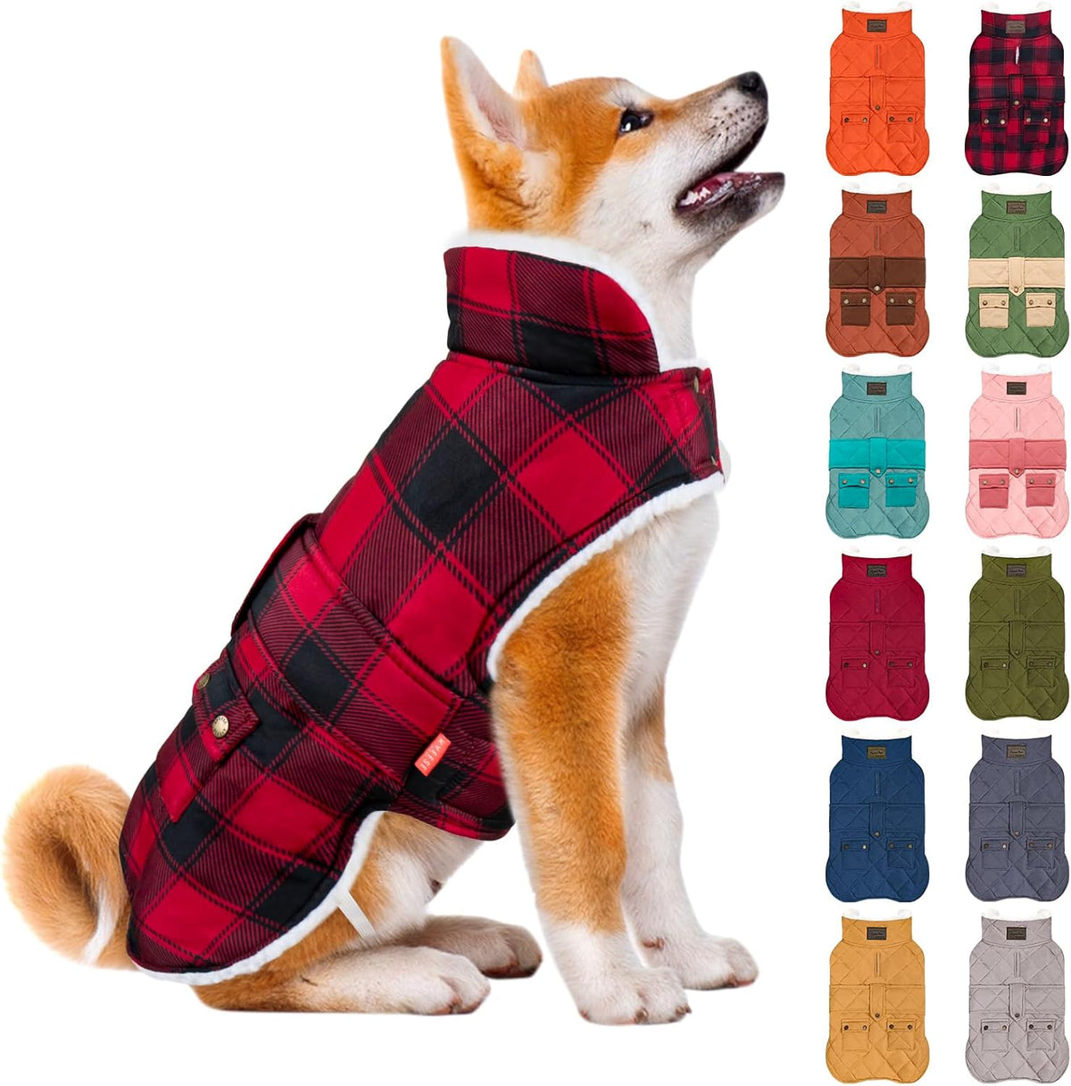 KYEESE Dog Coat Waterproof Dogs Jacket with Fleece Lined Soft Pet Sweater for Cold Weather Windproof Dog Coats for Small Dogs Thick Pets Clothes with Pocket Warm Pet Winter Puffer Coat with Leash Hole