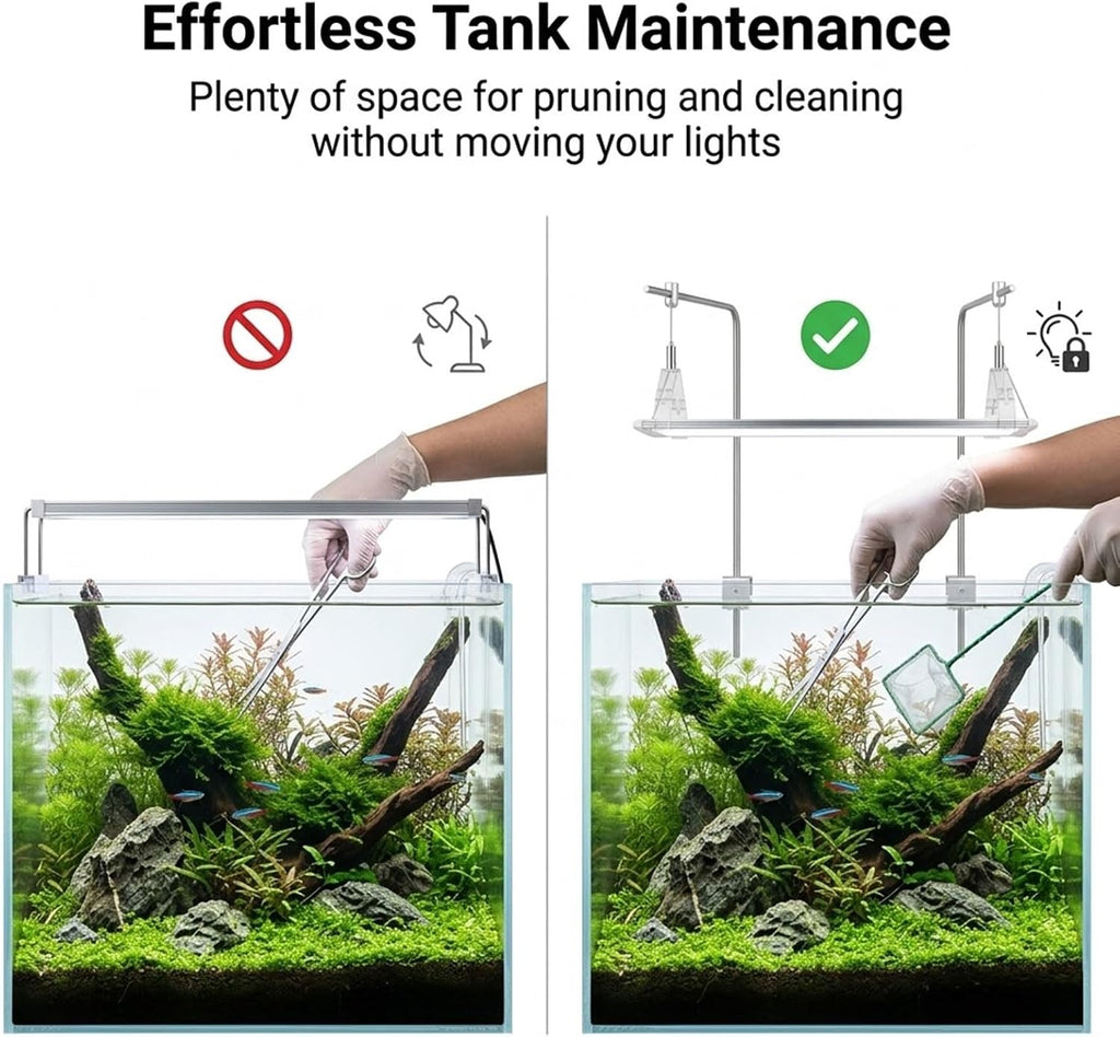 Stainless Steel Aquarium Light Riser Adjustable Hanging Kit Rimless Tank