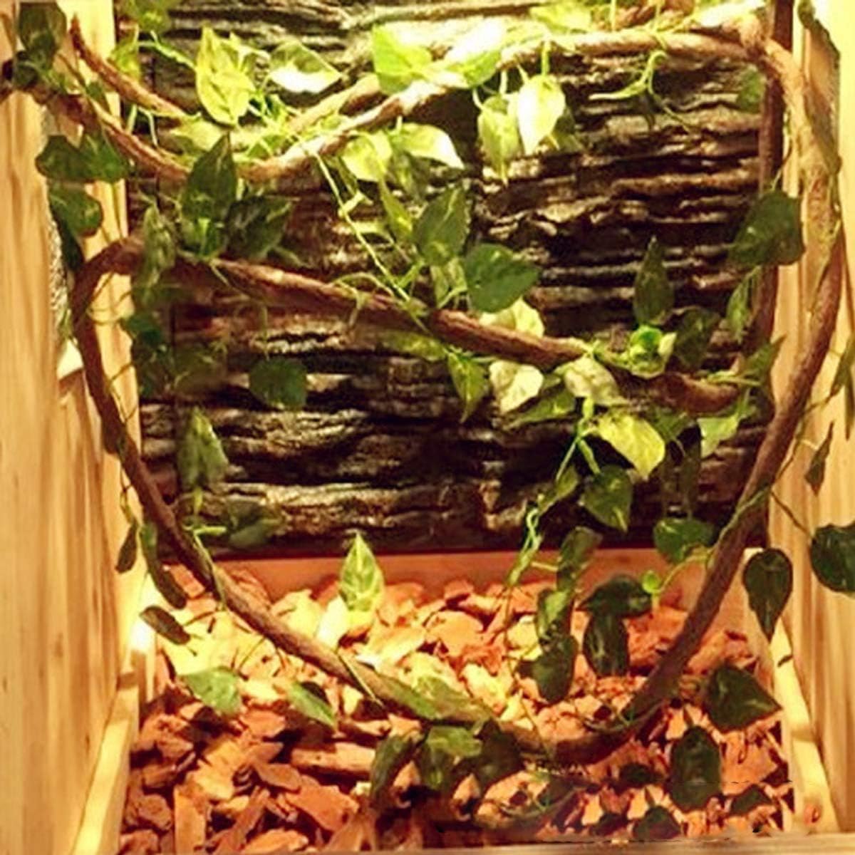 PINVNBY Bearded Dragon Hammock Jungle Climber Vines Flexible Reptile Leaves with Suction Cups Habitat Decor for Climbing, Chameleon, Lizards, Gecko, and Snakes（6 PCS）