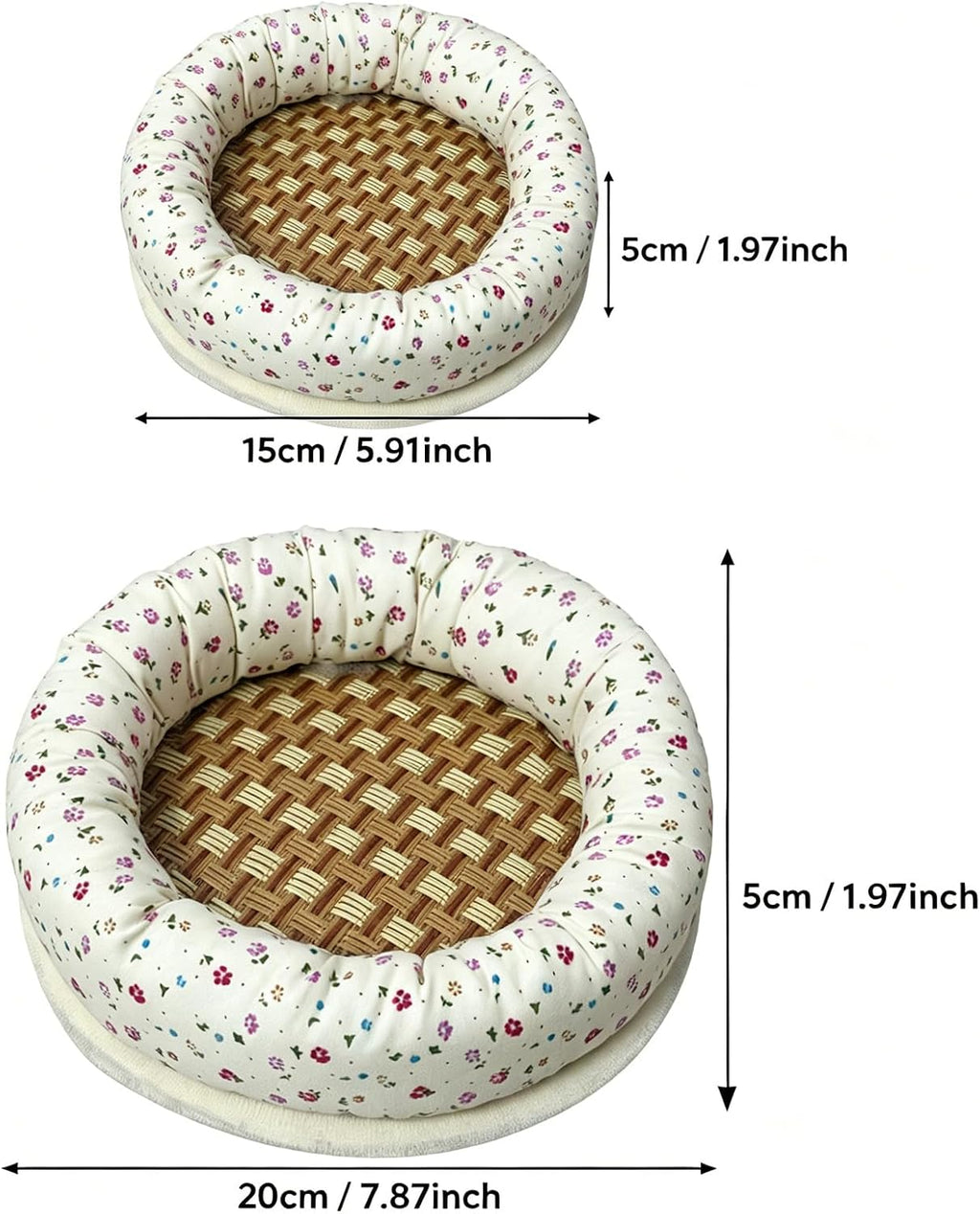 Floral Bamboo Hamster Bed Round Cooling Mat, Medium