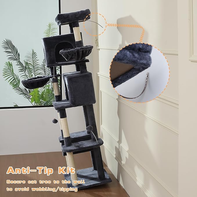 70-Inch Cat Tree, Large Cat Tree Tower - Image 7