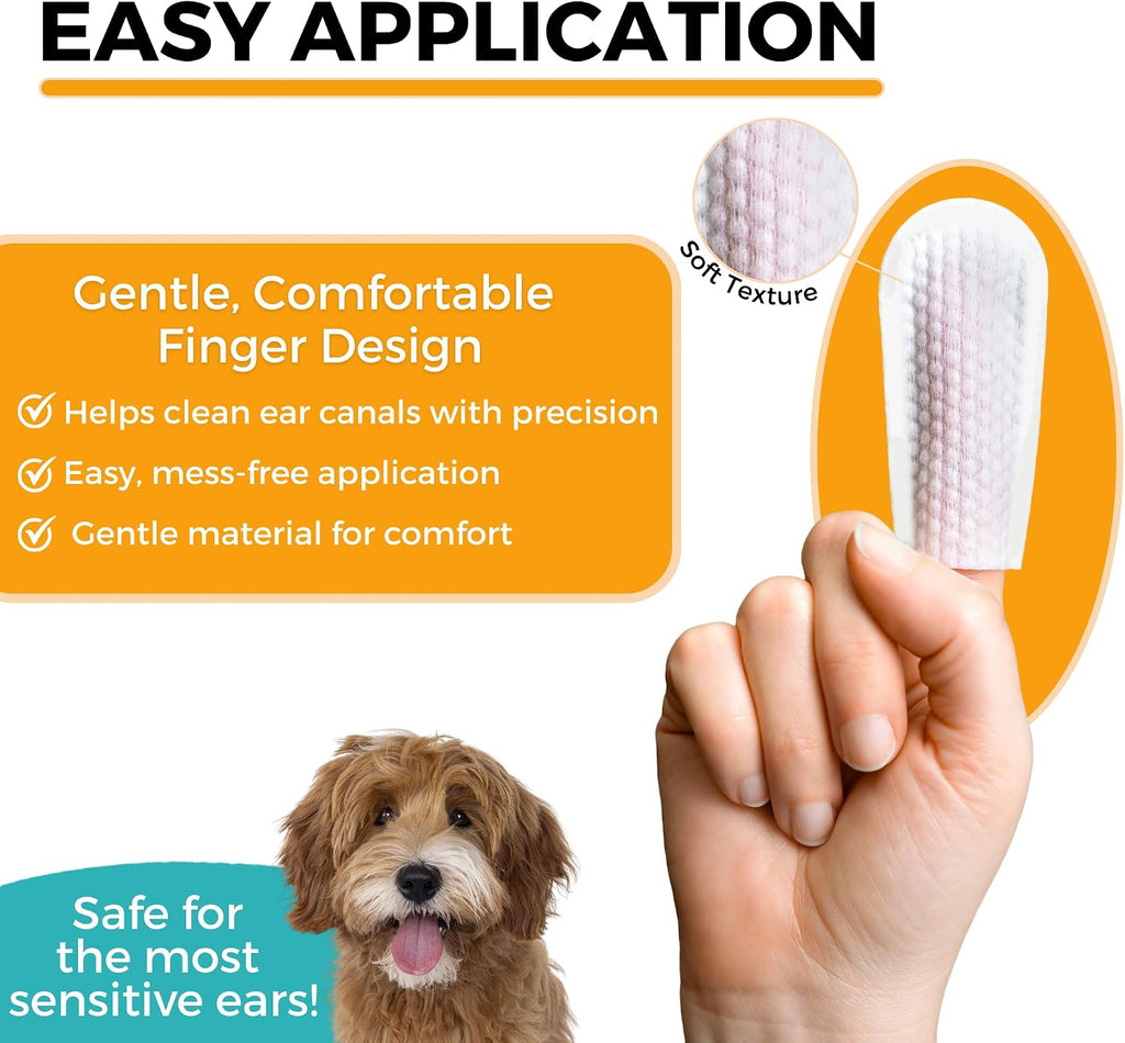 Nootie Medicated Ear Finger Wipes with Chlorhexidine for Dogs, Made in USA