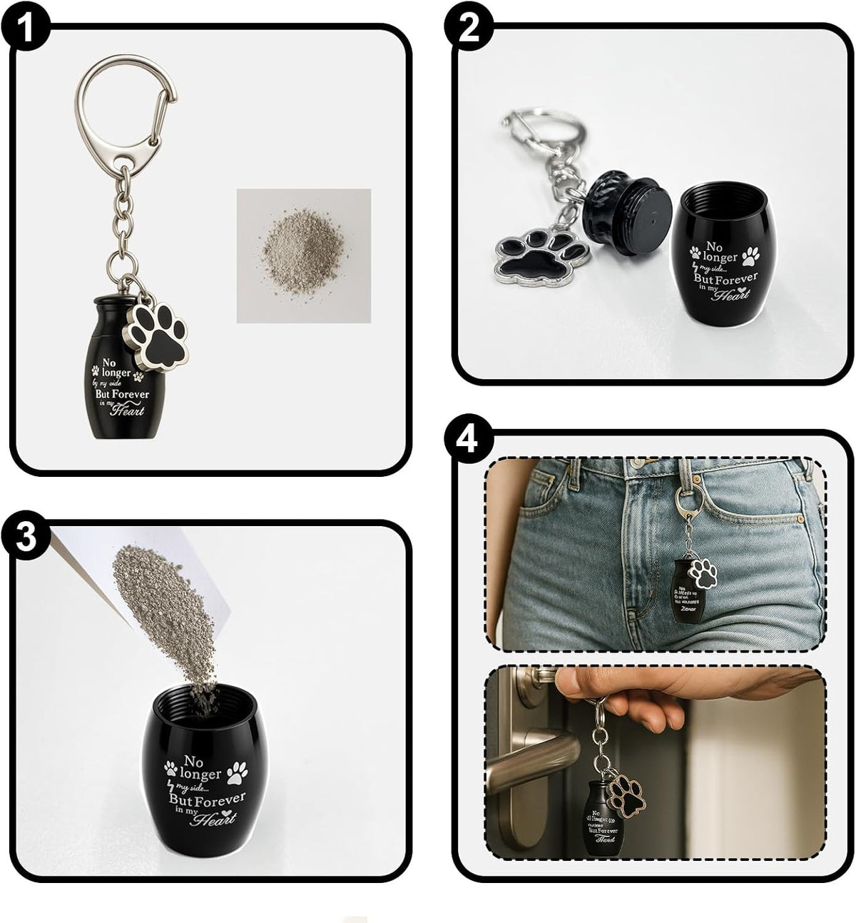 Pet Memorial Frame with Collar Holder, Pet Picture Frame Memorial Gifts for Loss of Dogs, with 2 Pcs Dog Urns Keychain for Ashes