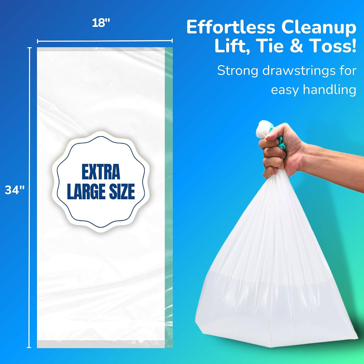 Pet N Pet Cat Litter Box Liners, 21 Count, Drawstring Bags Extra Large Fit