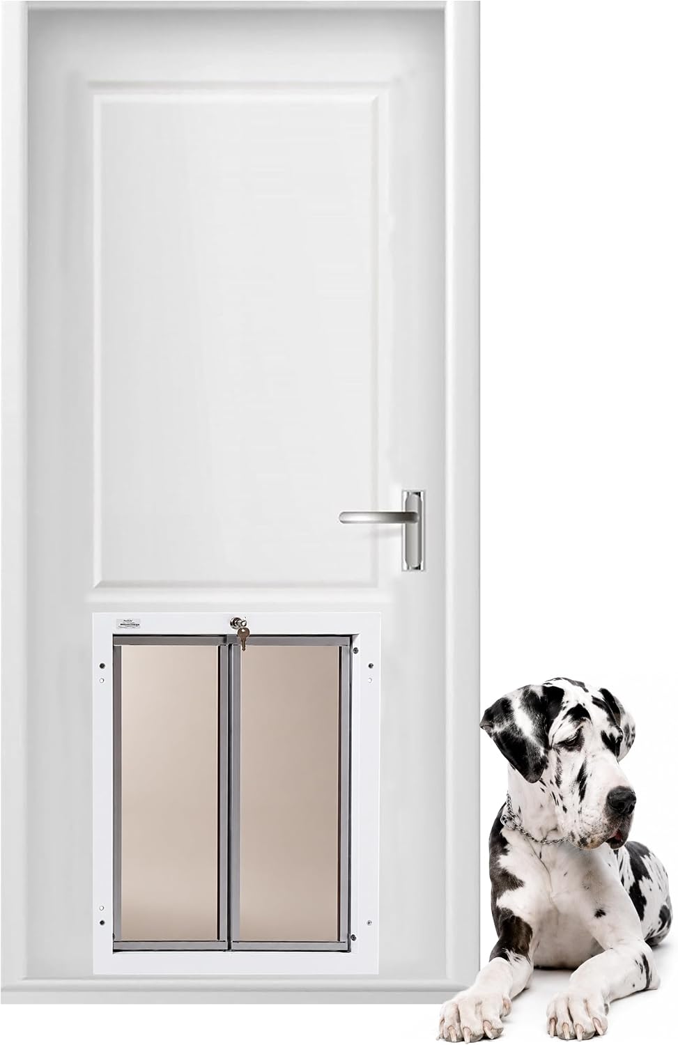 PlexiDor Performance Door-Mount Pet Door, White, Medium, Up to 40 lb