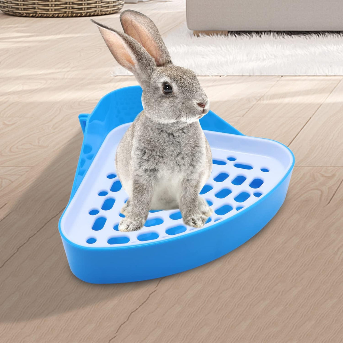 Litewoo Rabbit Litter Box Toilet Bunny Corner Potty for Guinea Pigs, Blue