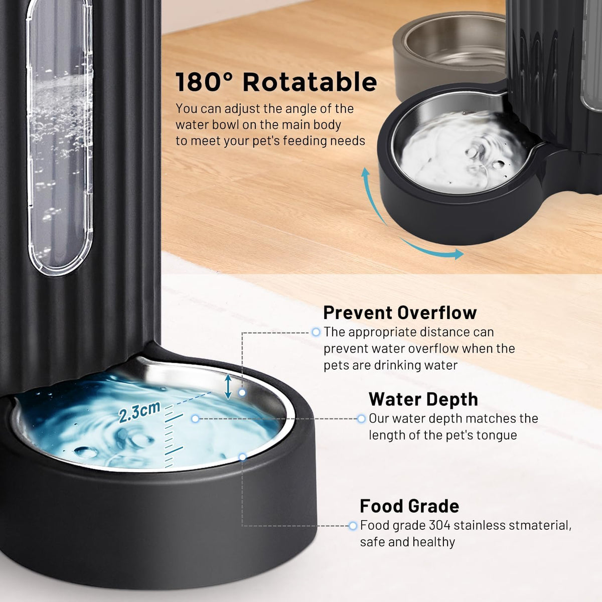 ZOMISIA Gravity Cat Food and Water Dispenser, 2 in 1 Automatic CatFeeder
