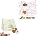 Small Pet Activity Bundle - 2PC Rat Climbing Nets with Large Curtained Hideout for Guinea Pigs Rabbits Ferrets Chinchillas