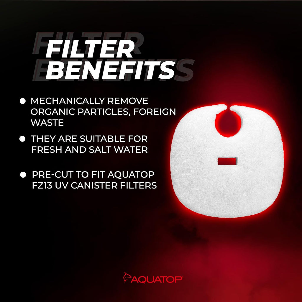 Aquatop Replacement White Filter Pads – Compatible with Forza FZ13 Canister Filters – Aquarium Filter Refills – Maintains Crystal Clear Water