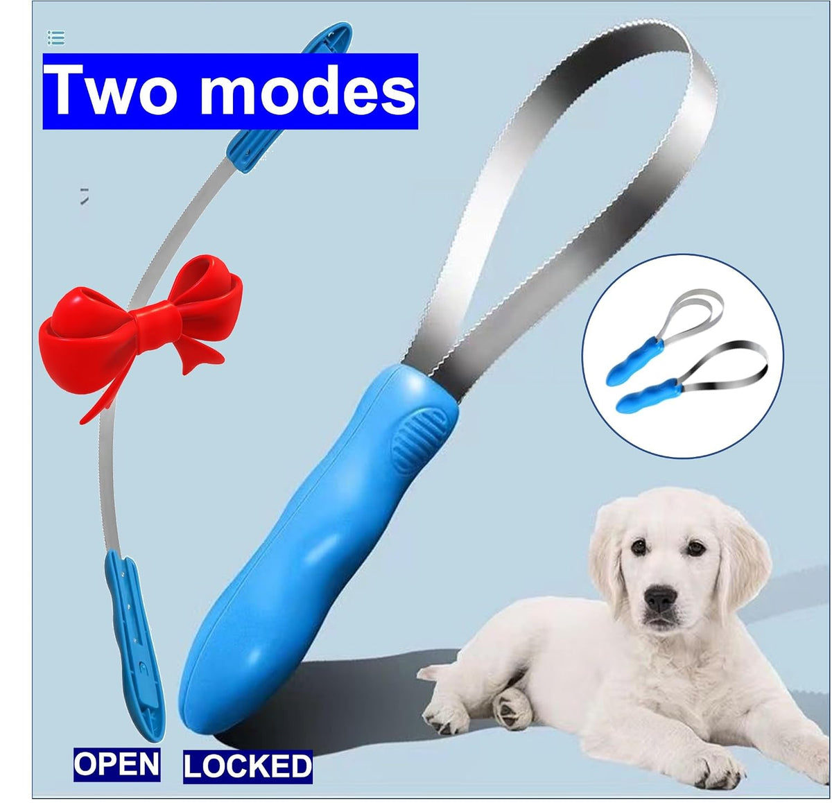 RQG Dual-Sided Shedding Blade,Grooming Blade,Animal Hair Brush with Stainless Steel Blade for All Dog/Cat/Horse/Cattle Coat Types- Short and Long Hair Coats- Soft Touch Grip (Single loop+double loops)