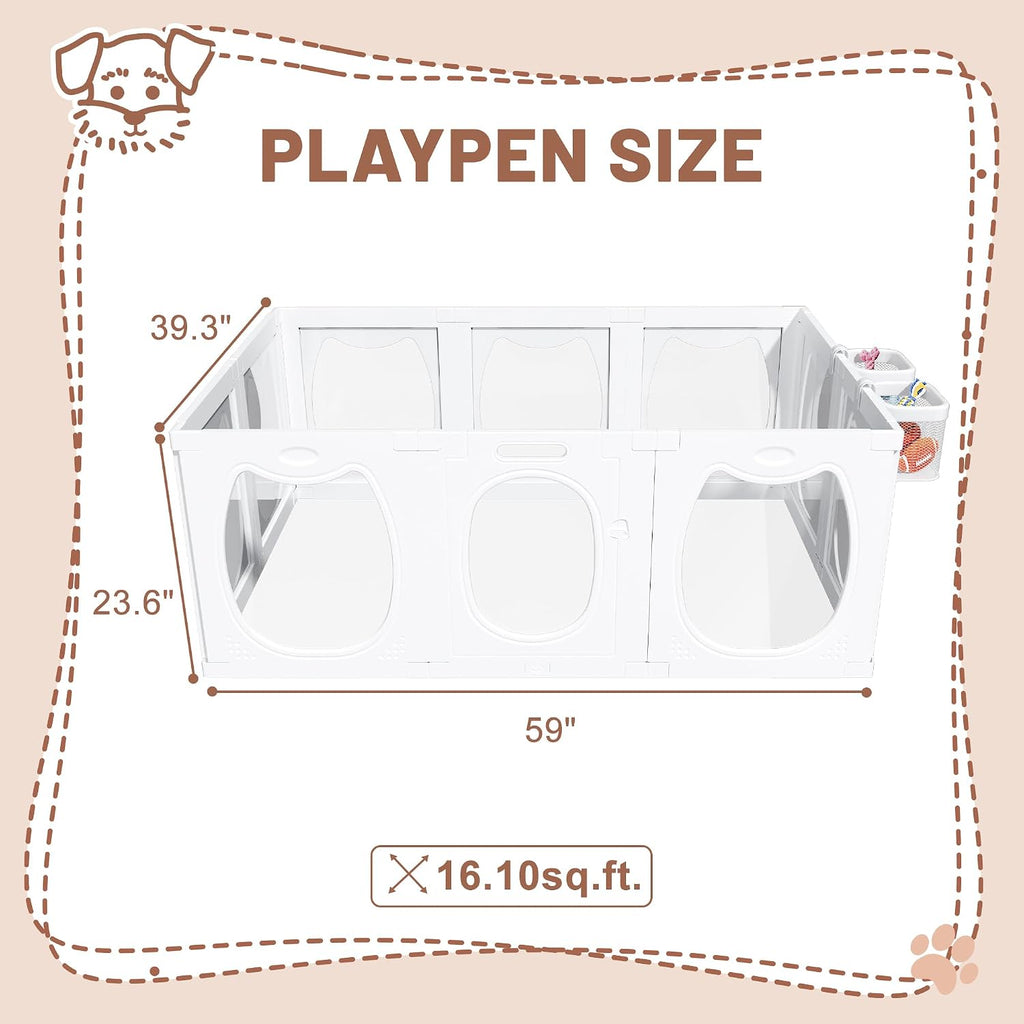 Clear Acrylic Dog Playpen for Small & Medium Dog, 10 PCS 24" H