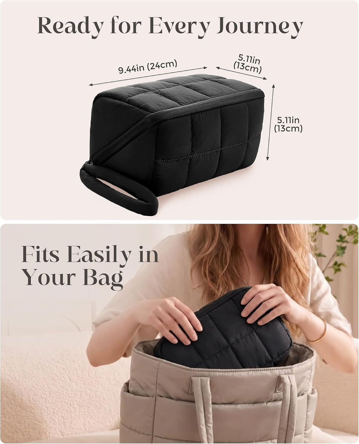 ProCase Travel Electronic Organizer Pouch, Puffy Tech Pouch -L, Black