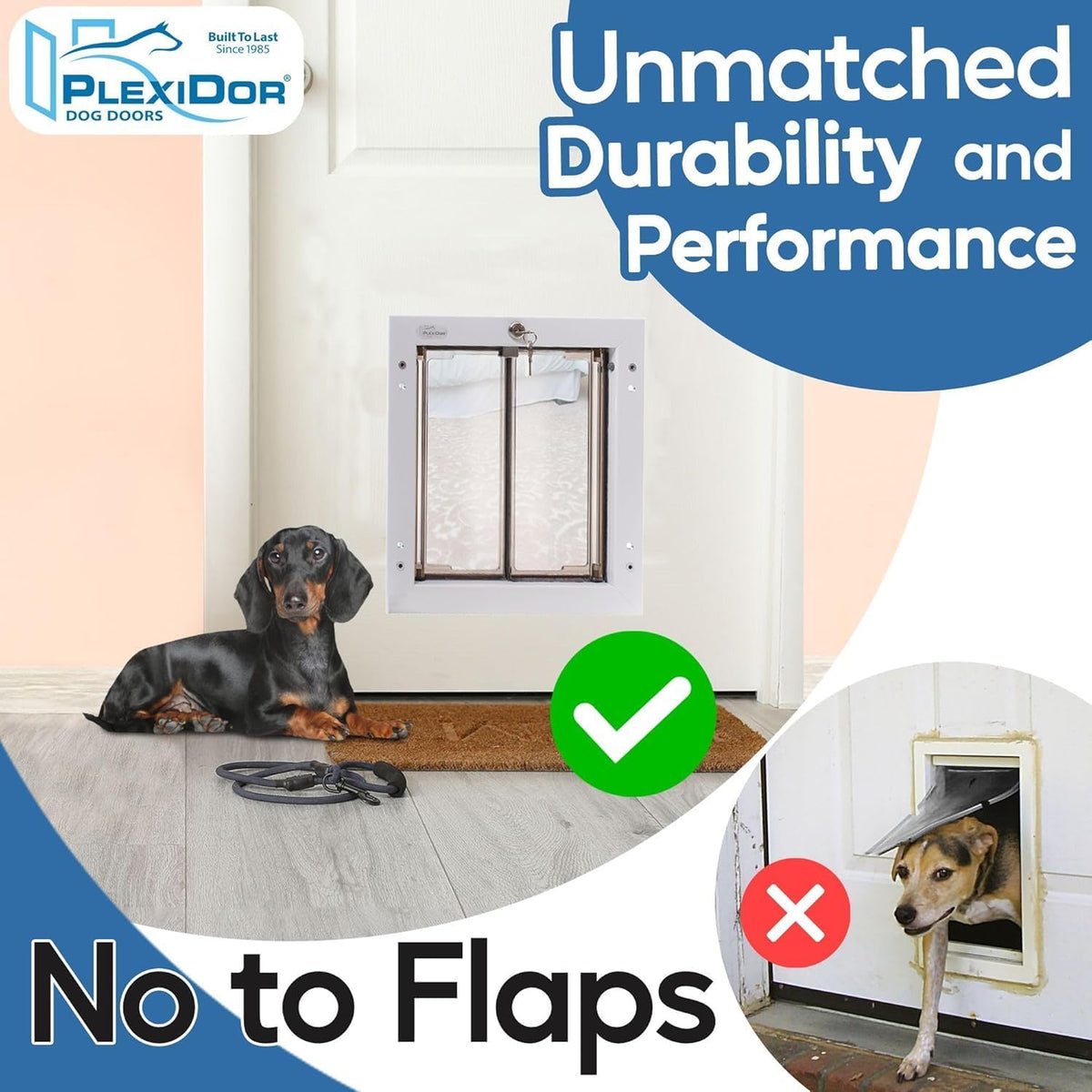 PlexiDor Performance Door-Mount Pet Door, White, Medium, Up to 40 lb