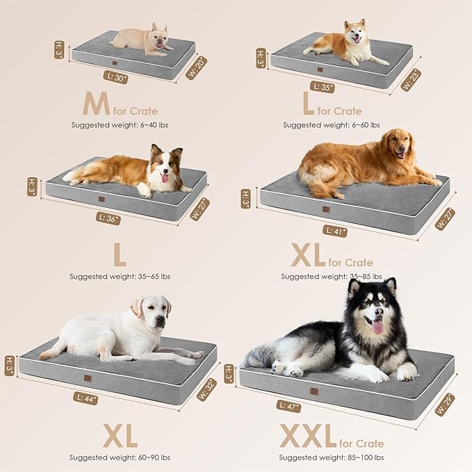 EHEYCIGA Waterproof Dog Bed Orthopedic 47"x29", Memory Foam Pet Bed - Image 3