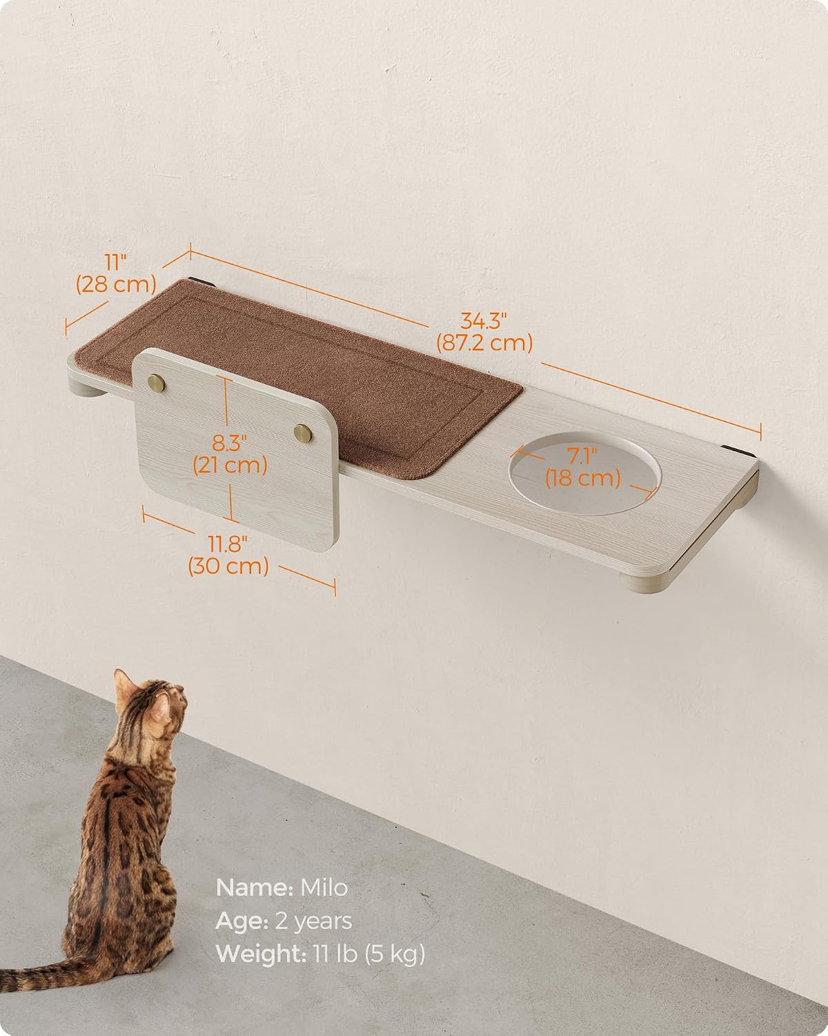 Feandrea Cat Wall Furniture, Set of 1, Replaceable Washable Parts