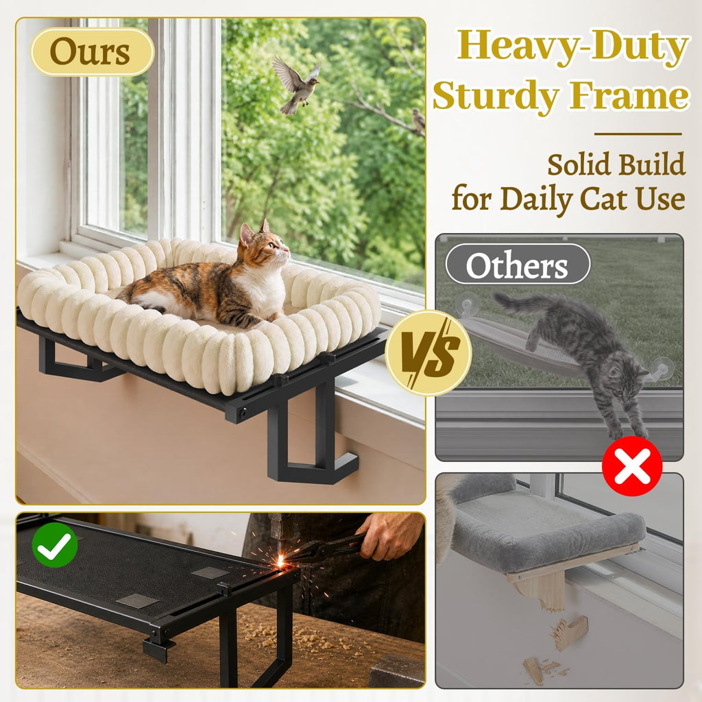 Cat Window Perch Hammock Seat Bed for Cats Inside, Metal