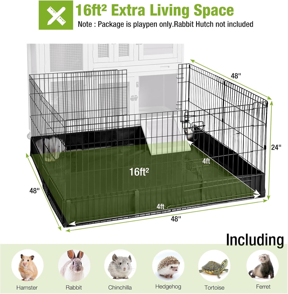 GUTINNEEN Rabbit Playpen Bunny Run Extension Indoor Small Animal Playpen