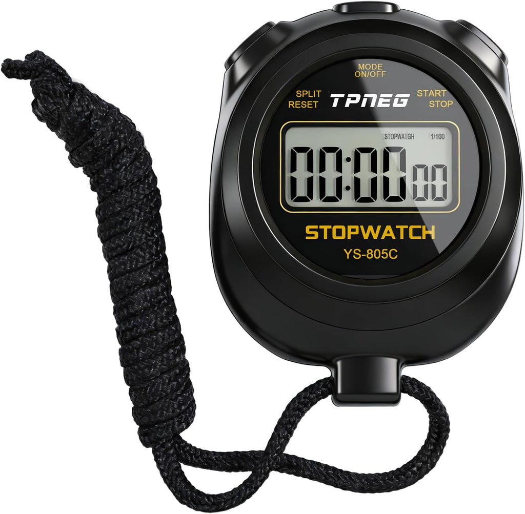 Simple Stopwatch Timer - Easy to Use, Set Up, Read, and Carry - Large Display - On/Off, AAA Battery - Ideal for Coaches, Track and Field, Soccer Referees, Sports, Classroom