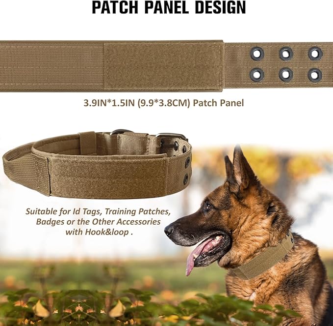 Tactical Dog Collar with Handle, Military Adjustable Heavy Duty Metal Buckle - Image 4