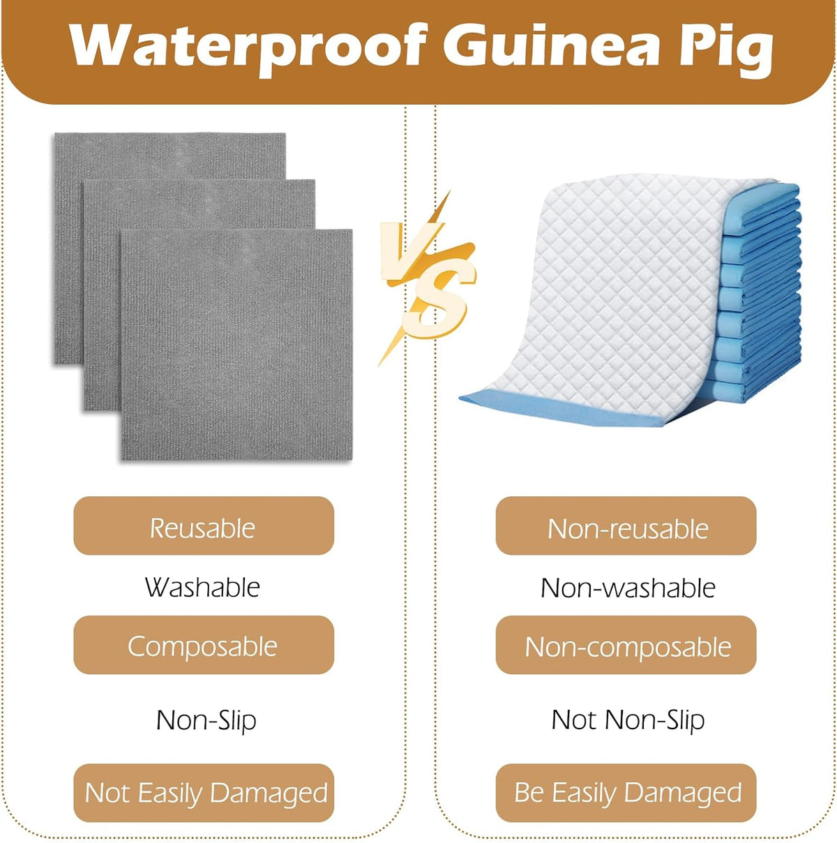 Hamiledyi Guinea Pig Cage Liner 10 Pcs Washable Small Animal Cage Mats for Rabbit Reusable Sleep Bedding Mats for Bunny Ferret Hamster Mouse or Other Small Pets (11.8" L x 11.8" W Grey)