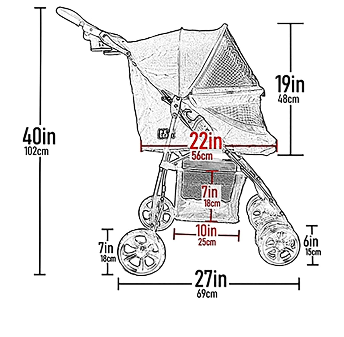 Pet Gear No-Zip Happy Trails Lite Pet Stroller, Dark Platinum