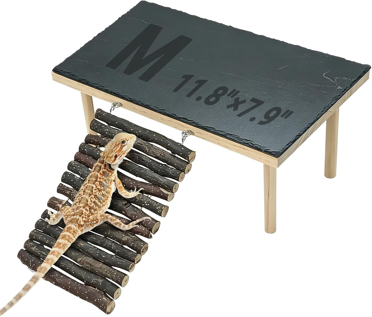BNOSDM Basking Rock Platform with Climbing Ramp Reptiles Hideout Bearded Dragon Hide Cave Reptile Tank Accessories Suit for Tortoise, Lizard, Toad, Gecko (Large)
