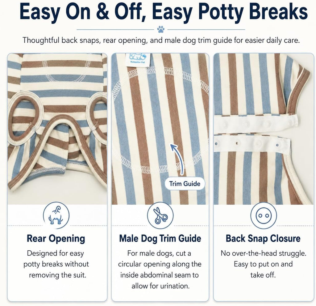 Kukaster Dog Recovery Suit After Surgery, E-Collar Alternative, Brown/S