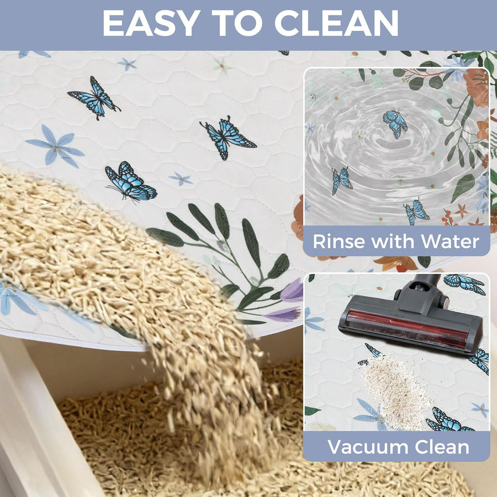 Homimp Cat Litter Mat, Litter Trapping Mat 2 Pack, Contains Mess from Box, Protects Floors,Urine Waterproof,Non-slip,Less Waste Cat Litter Box Mat,Soft on Kitty’s Paws,Washable,Absorbent,White 18"X28"