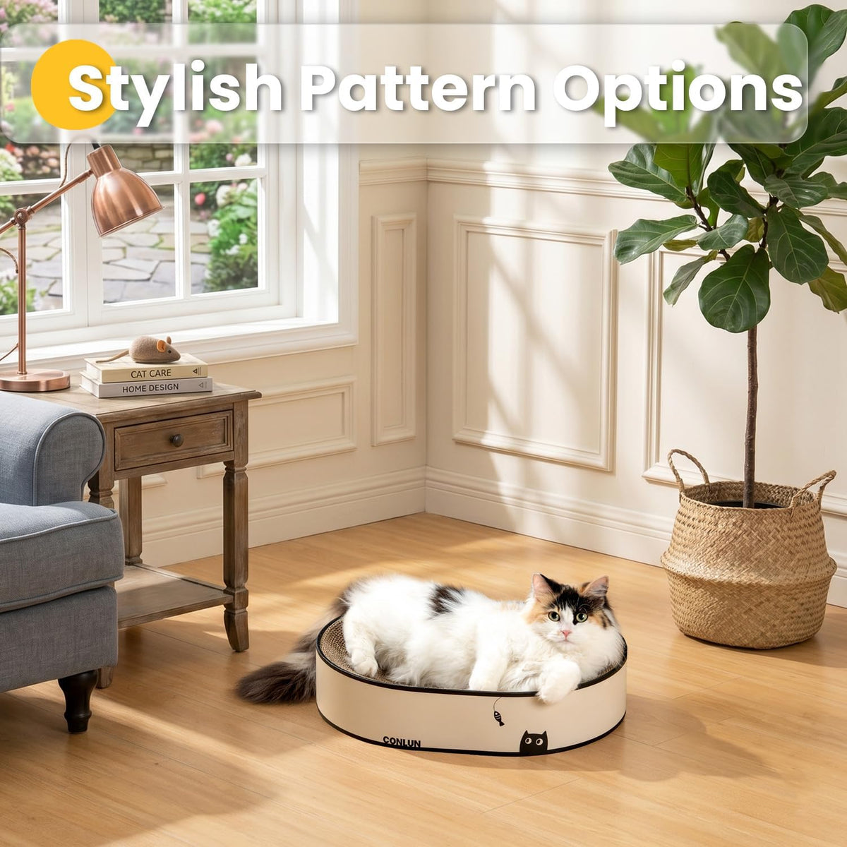 Conlun Oval Cat Scratcher Bed | Scratching Bowl Lounge for Kittens | Medium