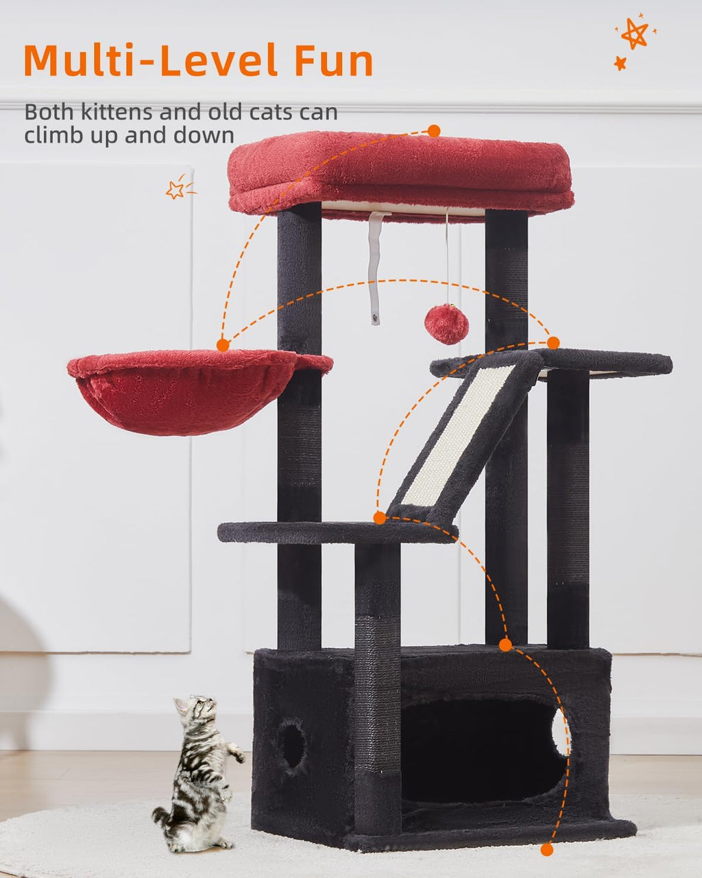 Taoqimiao Gothic Cat Tree, 38.5In Cat Tower for Indoor Cats, for Kittens