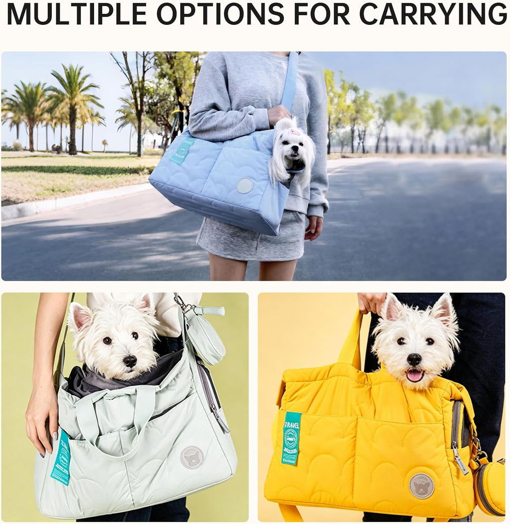 Macaron Cloud Pet Carrier Bag for Small Dogs and Cats, Lightweight&Soft Puppy Carrier with Large Pocket, Breathable Pet Travel Carrier，ups to 14lbs (Pea Green)