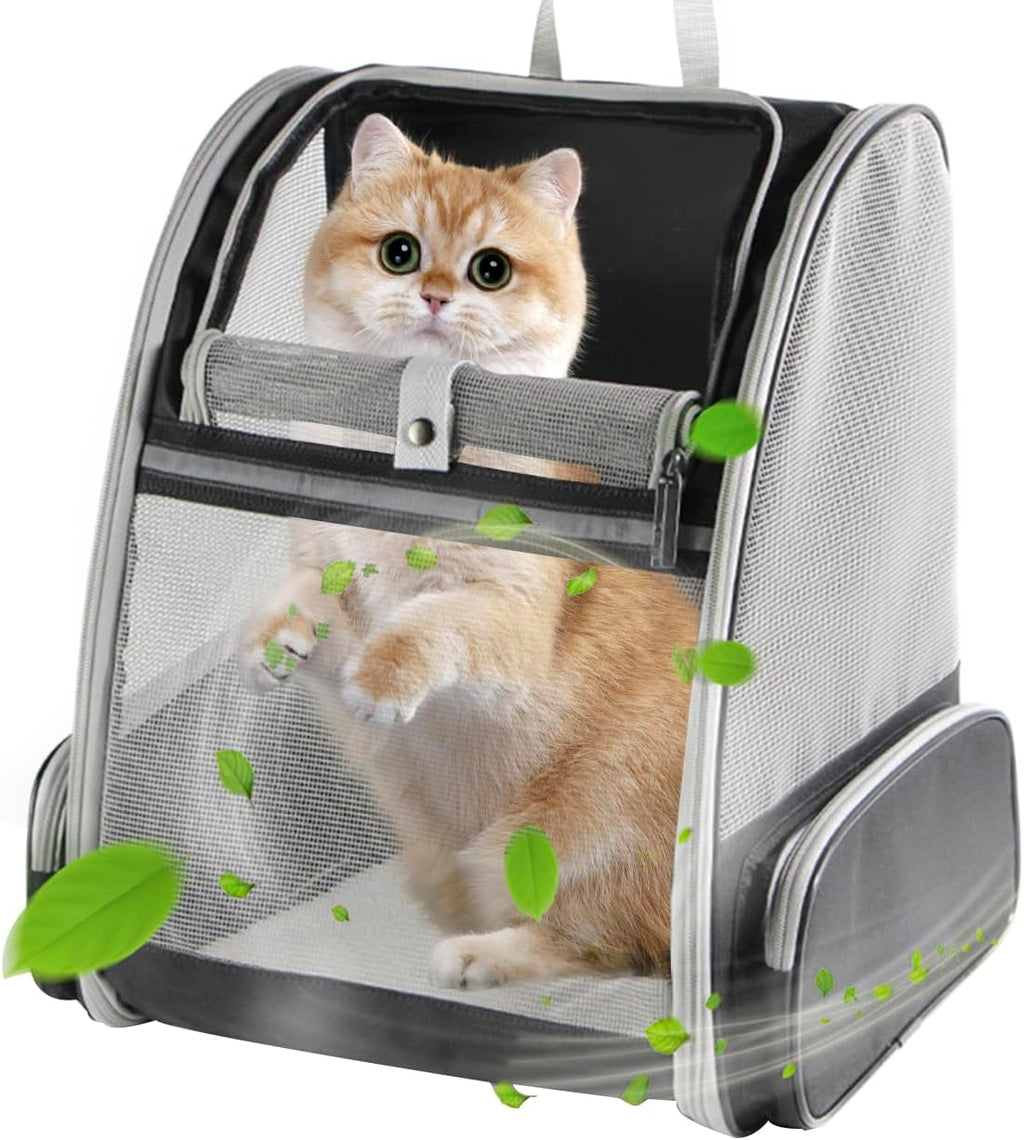 Cat Backpack Carrier, Upgraded with Side Access Pet Travel Backpack for Cat and Small Dogs, Fully Ventilated Mesh Breathable for Hiking Camping, Airline Approved
